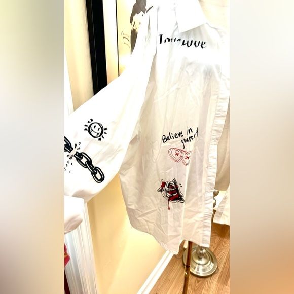 Shein,Graffiti Cool Art-2-Wear, Shirt! Button-Up Shirt Dress,Cover-Up, Size 4X - Picture 5 of 10